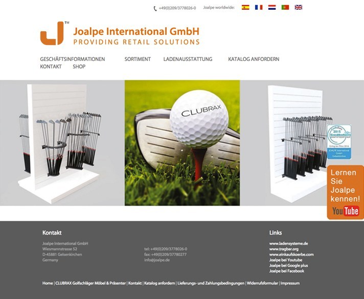 Joalpe Unternehmenswebsite